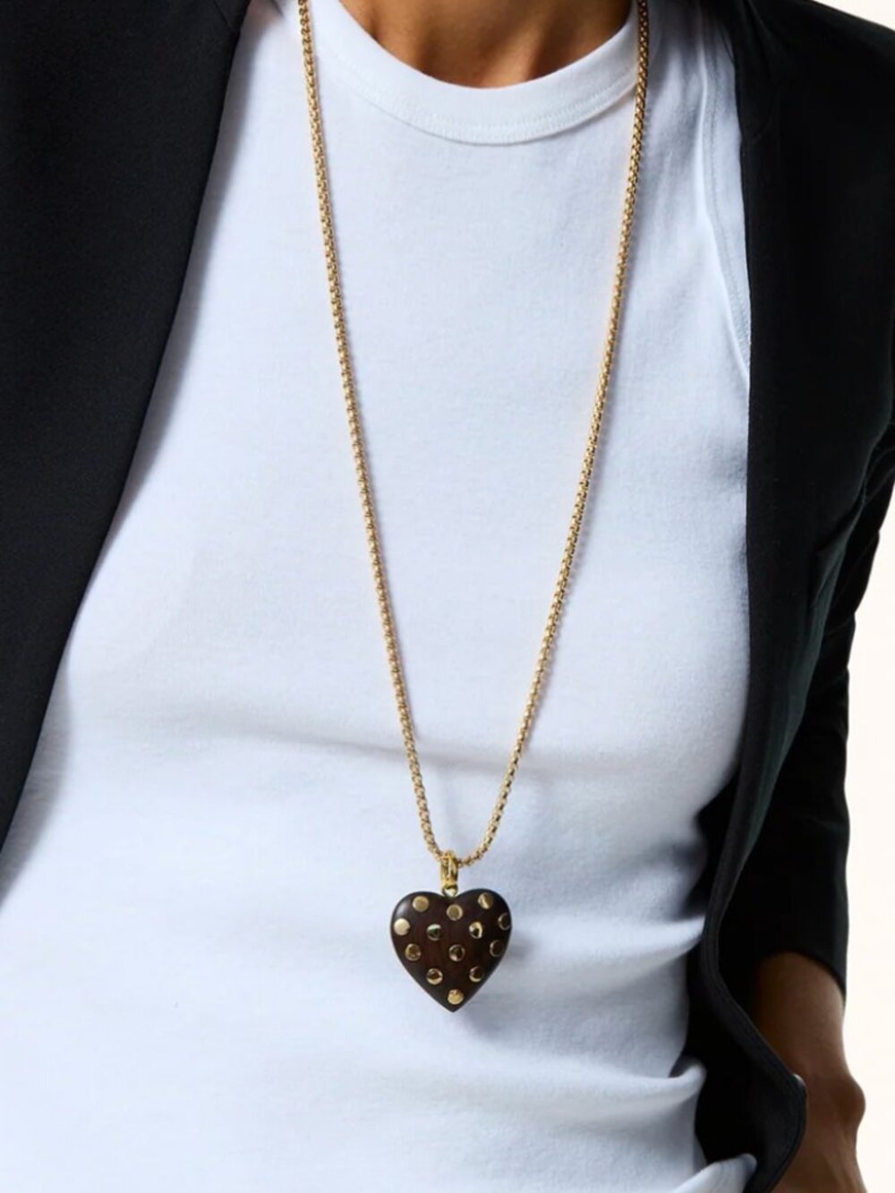 Roxanne Assoulin The Big Studded Wood Heart Pendant Necklace